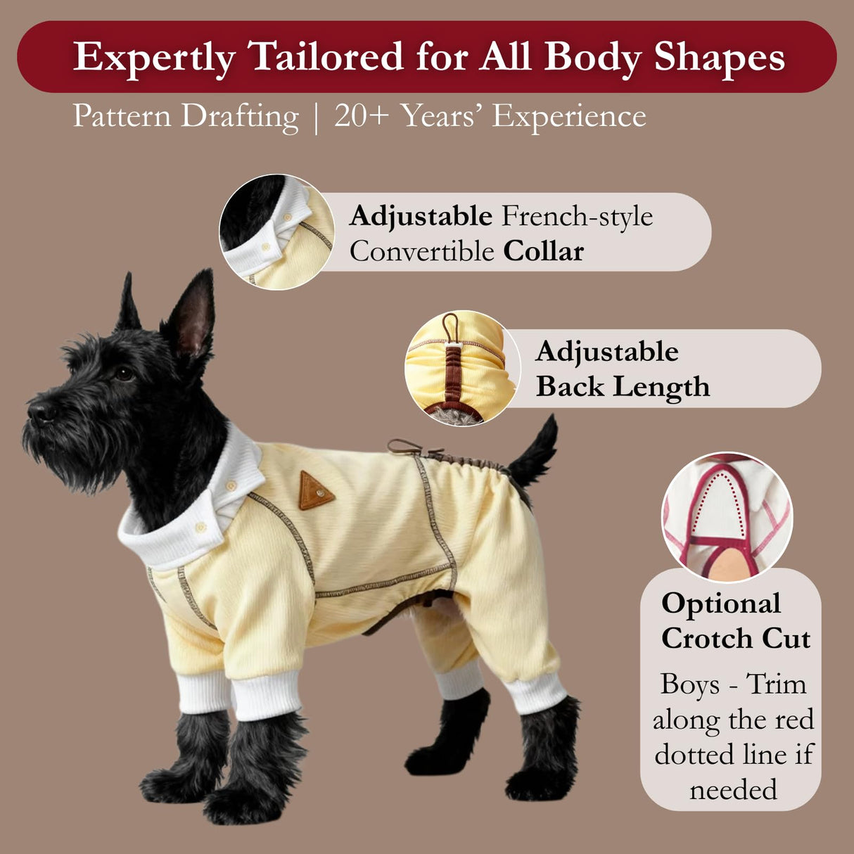 Dog Winter Fleece Sweater, Soft Warm Thermal Pajamas for Boy & Girl Puppies Jumpsuit Clothes for Small Medium Breed (S,Brown)