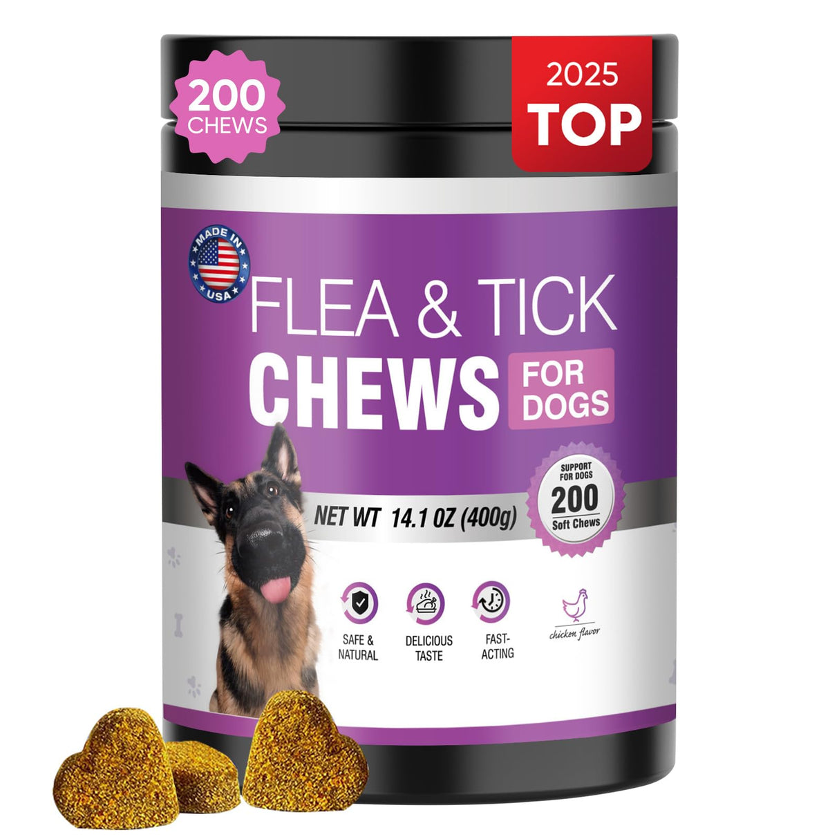 Fleas Ticks Treatment Dog Oral Chewables Support Supplement Breeds and Ages Dogs Chicken Flavor