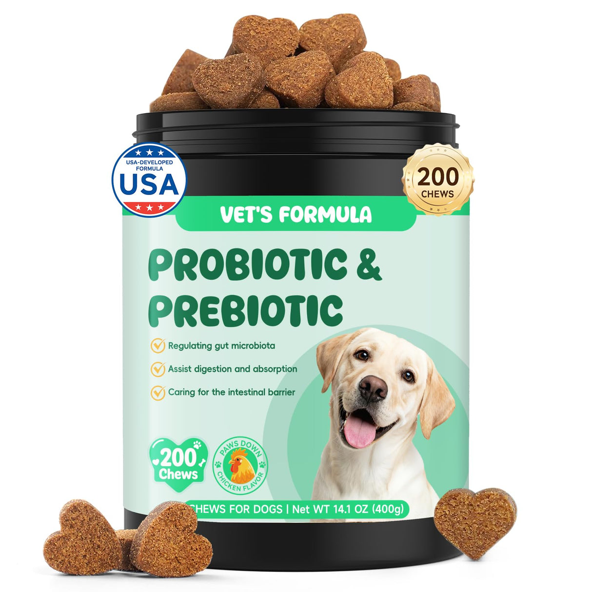 200 PCS Probiotics for Dogs - Digestive Enzymes & Prebiotics for Gut Health, Probiotic Dog Chews Diarrhea Relief & Gas Treatment, Pumpkin Formula for Sensitive Stomachs & Itchy Skin Support