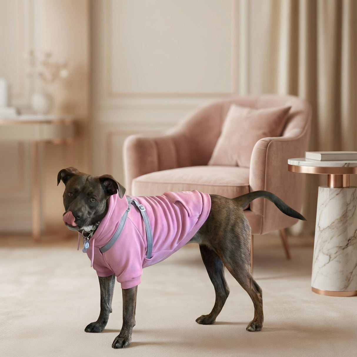 Furmate Dog Hoodies with Hurns Built in, Dog Sweatshirt for Small, Medium, and Large Dogs, Warm Sweaters for French Bulldogs, Pitbull, Puppy, Winter Jacket Alternative - Pink - L