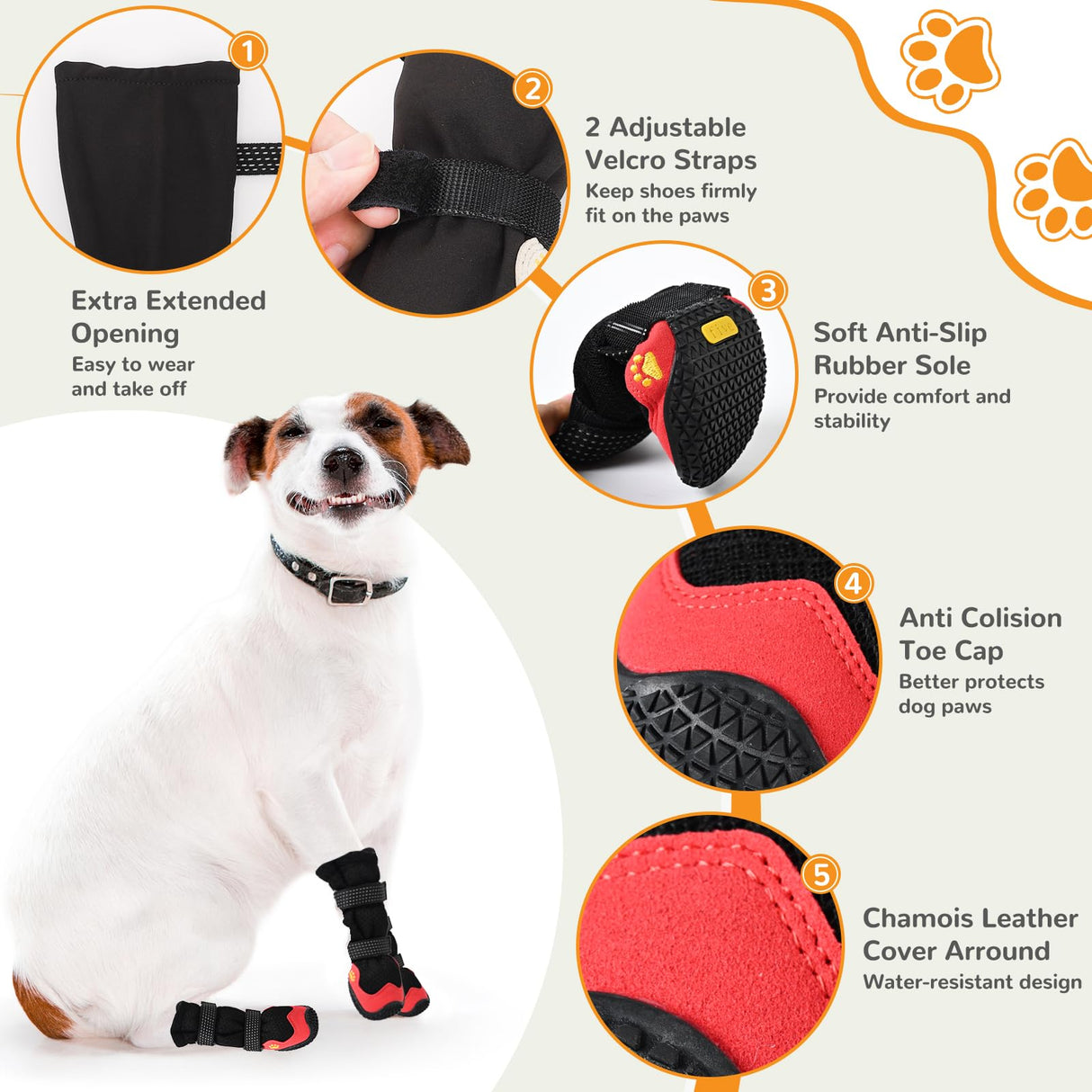 Dog Shoes for Medium Large Size Dogs, Breathable Dog Shoe for Hot Pavement, Dog Booties and Paw Protectors to Prevent Licking, Anti-Slip Dog Boots with Reflective for Summer, Hiking, Snow (Size 6)