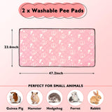Mooydee 2 Pack Guinea Pig Bedding - Washable Guinea Pig Liner for Midwest Cage, Waterproof Reusable & Anti Slip Pee Pads Super Absorbent Mats for Small Animals Rabbit Hamster Rat (Pink, 48 x 24 Inch)