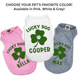 Lucky Dog Personalized Dog Shirt, Cute St. Patrick's Day Dog Shirt, Green Clover St. Patty's Day Shirt for Dogs, St. Patrick's Day Shirt for Dogs, Clothes for Pets (3XL 38-55 lbs)