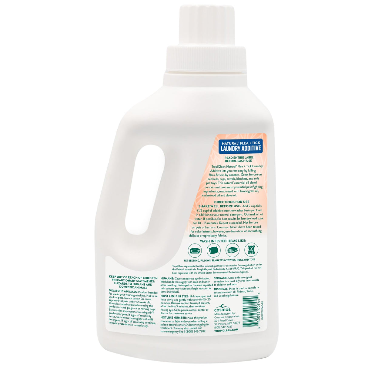 TropiClean Flea and Tick Laundry Additive, Laundry Detergent Booster, Safe for Dogs, Cats, & Home, Powerful Treatment Laundry Addition, 32oz