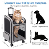 VERSMELO Extra Large Pet Carrier Backpack with Wheels Cats Under 30 Lbs, for Dogs Puppies Rabbits Other Animals Under 25 Lbs, Great for Travel/Hiking/Outdoor Use