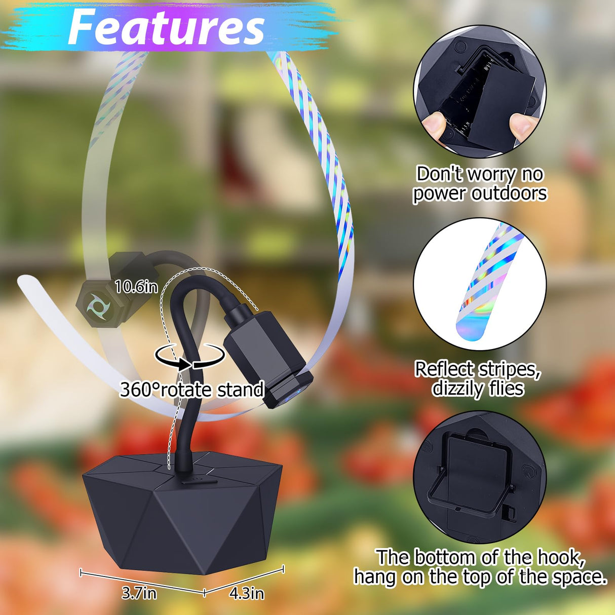 4 Pack Fly Fans for Tables Outdoor Patio, Fly Repellent Fan Fly Spinner Table Top, Food Bug Fans to Keep Flies Away for Picnic, Barbeque, Party