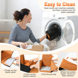 Tivray Elevated Dog Car Seat, Dog Booster Car Seats for Small & Medium Breeds Up to 35lbs, Fully Detachable and Washable, Memory Foam Pet Carseat with 2 Storage Pockets & 3 Safety Belts, Black + Brown