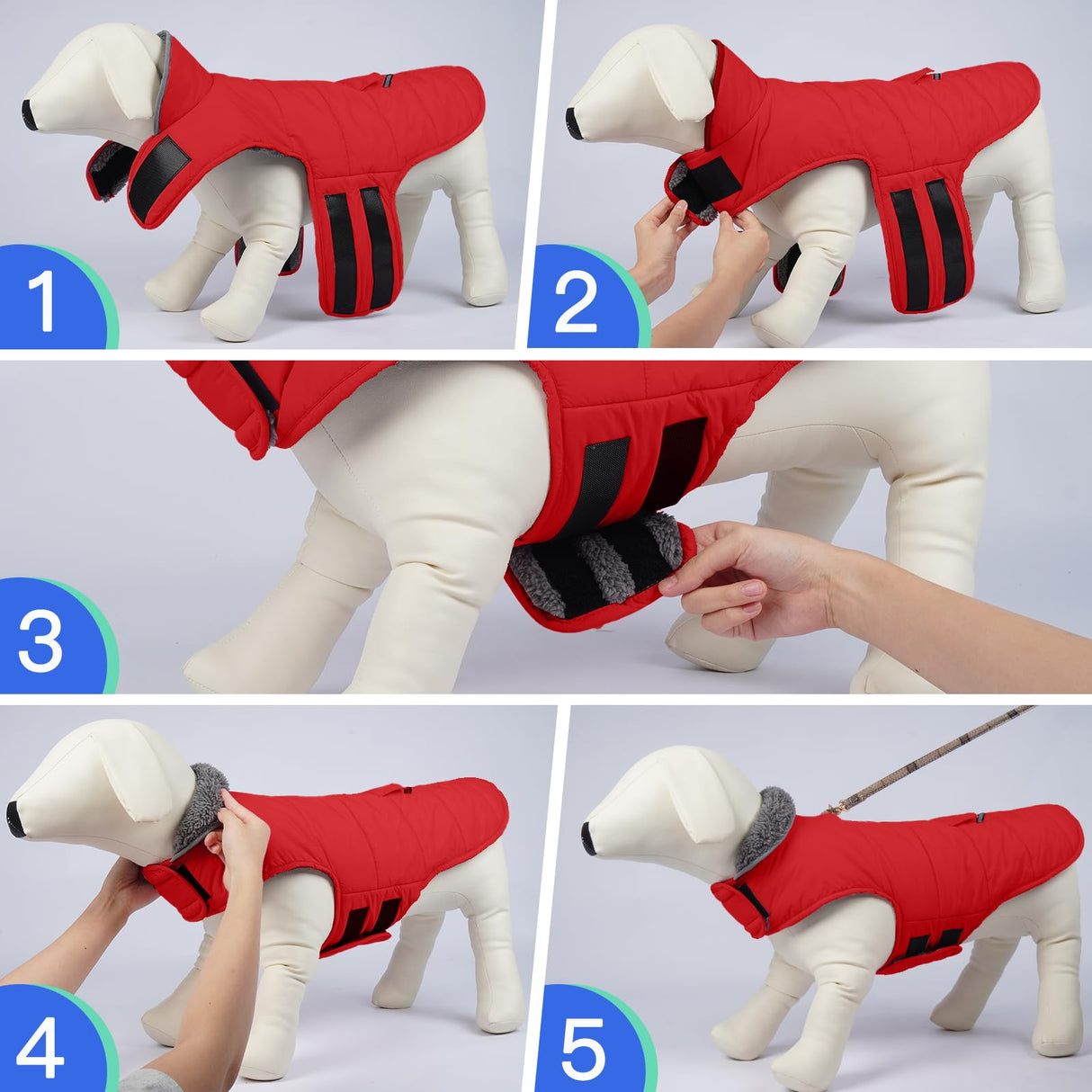 MIGOHI Warm Dog Winter Coat - Winter Dog Jacket, Reflective Windproof Fleece Vest with Leash Hole and Furry Collar