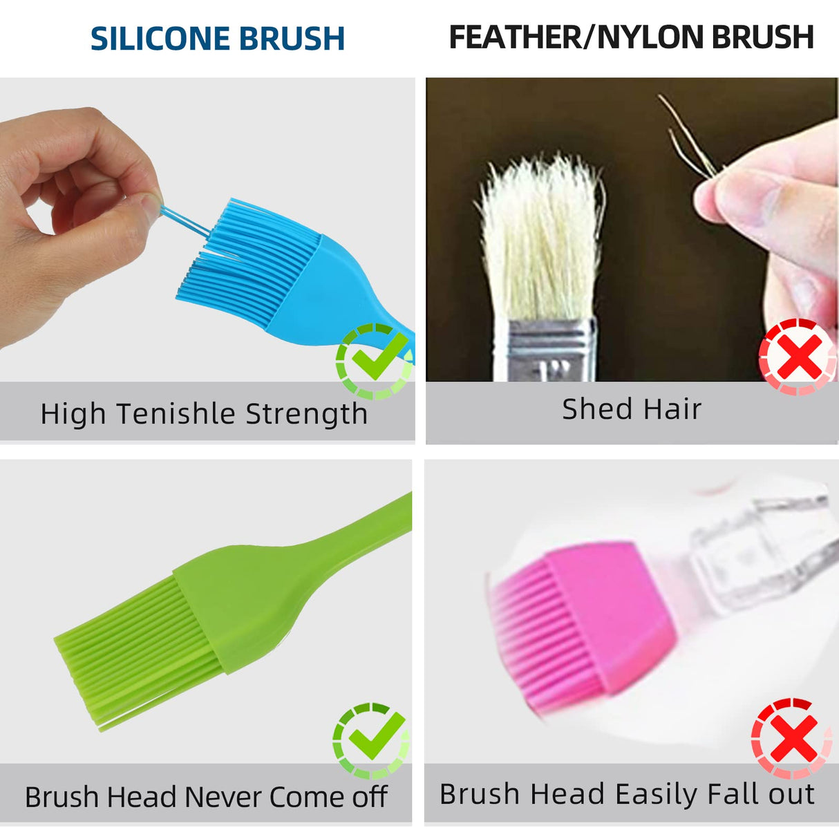 6 PCS Silicone Basting Brush, Upgrade Pastry Brush,Heat Resistant Silicone Brushes, Premium Cooking Brush for Sauce Marinade Meat Glazing, Oil Brush for BBQ Kitchen Cooking Baking and Grilling