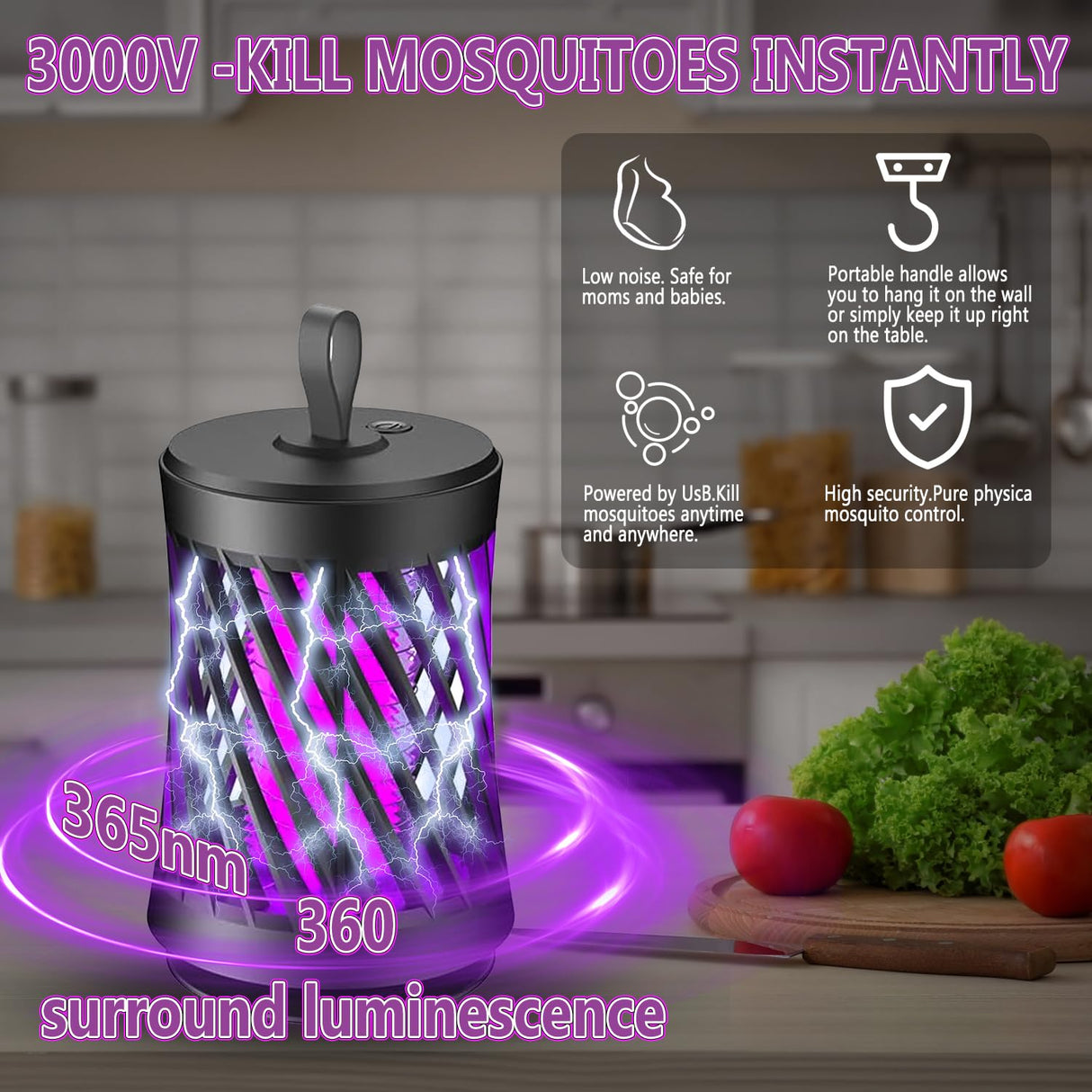 Bug Zapper Indoor, Fruit Fly Traps for Indoors, Electric Mosquito Zapper, Fly Zapper, Mosquito Gnat Trap Killer Indoor Outdoor Home Use