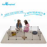 Paw Inspired Playpen Mat, Super Absorbent Fleece Cage Liner with Non-Slip Bottom, Waterproof Pet Play Pen Pad for Dogs, Rabbits, Guinea Pigs, Hamsters, Small Animals (Tan, 80x50 Inch Rectangular)