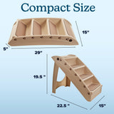 Pet Stairs - Home and Vehicle Foldable Nonslip Dog Steps with 4-Step Design - For Puppies, Kittens, and Other Small Pets by PETMAKER (Tan)