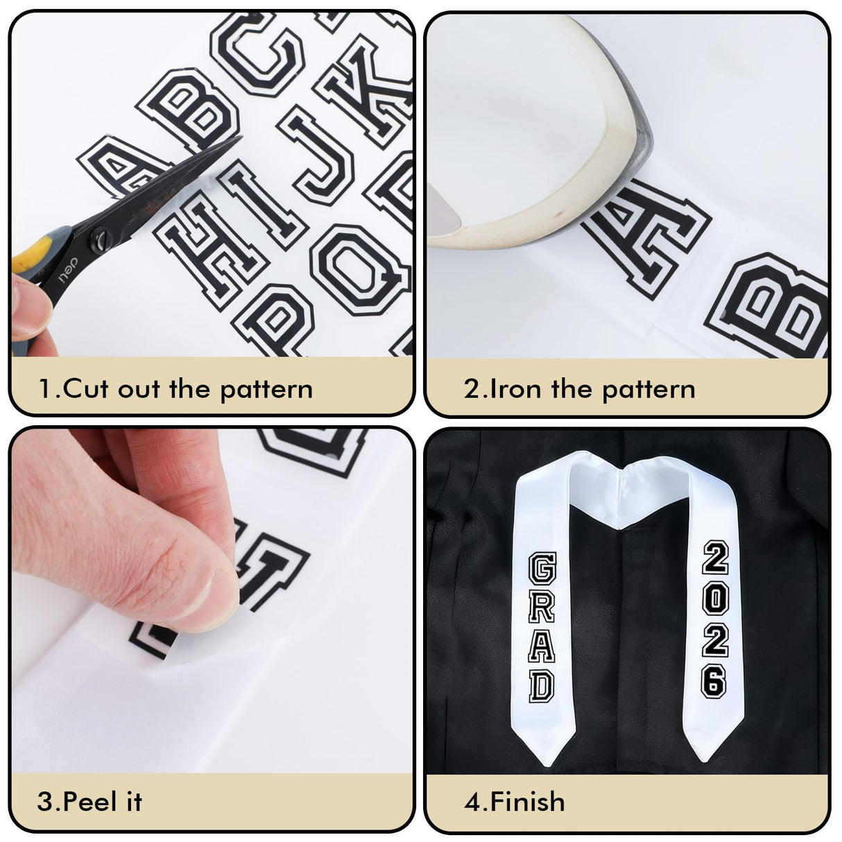 6 Pcs Dog Cat Graduation Cap and Gown Include 2026 Pet Graduation Gown Stole Puppy Grad Cap Lensless Glasses DIY Letter Stickers for Dogs Cats Holiday Costume Accessory (Black, Medium)