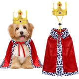 GOYOSWA Dog King Costume, Dog Halloween Costumes King Cloak and Crown Set Funny King Prince Costume for Small Medium Large Dogs (Small)