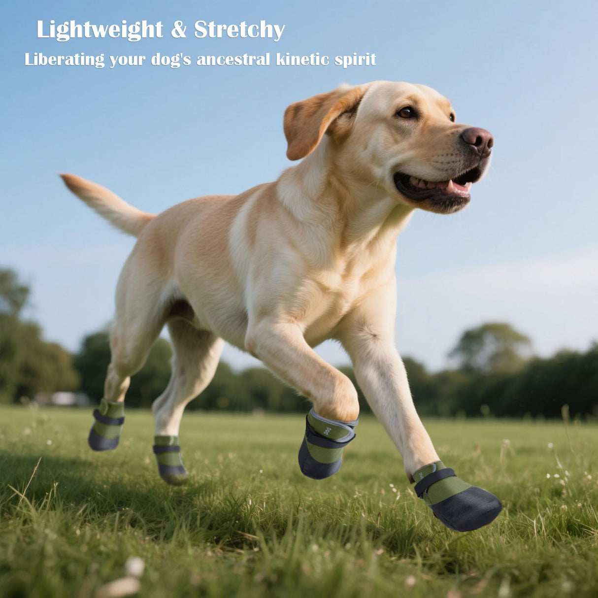 SJJH Dog Shoes Lightweight Dog Boots-Breathable Knitted Paw Protector with Adjustable Strap for Hot Pavement, Rain Walking, Hardwood Floors Anti Slip Reduce Noise, Prevent Licking Paws(Green,M)