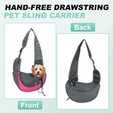 PETAXCELL Dog Sling Carrier for Small Pet Up to 13.2 lbs Hand-Free Drawstring Pet Sling Carrier with Safety Hook & Adjustable Strap, (Rose Red, 1 Pcs) Intended for Hiking and Camping