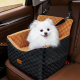 Dog Car Seat for Small Dogs, Portable Booster Seat with Memory Foam, Removable Washable Cover, Storage Pocket & Anti-Anxiety Elevated Design for Medium Dogs Under 35 lbs (Brown, Medium)