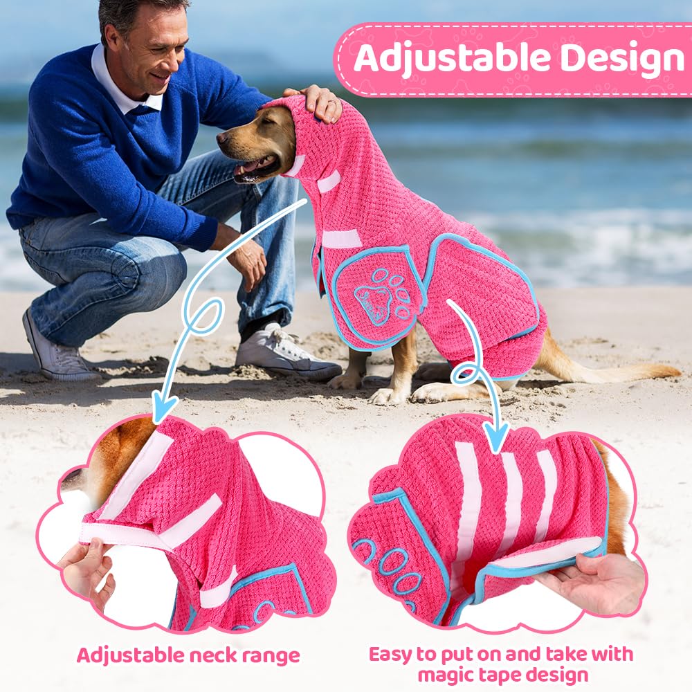 AUTOWT Dog Bathrobe Towel - Super Absorbent Dog Drying Coat, Warming Bath Robes for After Bath Shower Swim Walk for Small Medium Large Dogs Cats Pet