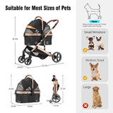 EchoSmile 4 in 1 Pet Stroller, Folding Lightweight Cat & Dog Stroller with Detachable Carrier, NO-Zip 180° Reversible Canopy, All Terrain 4-Wheel,45 lbs Capacity for Small to Medium Dogs