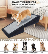 Dog Stairs for Small Dogs and Cats – 2-in-1 Dog Ramp for Couch and Low Bed, 16.5'' Foldable Wooden Pet Ramp, Sturdy Multi-Use Split Ottoman Design, Dark Blue
