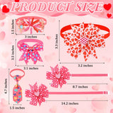 Huhumy 100 Pcs Valentine's Day Dog Bow Tie Collar Bulk Valentine's Day Dog Bow Tie Adjustable Heart Puppy Neckties Collars for Small Medium Pet Grooming Accessories Puppy Supply