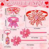 Huhumy 100 Pcs Valentine's Day Dog Bow Tie Collar Bulk Valentine's Day Dog Bow Tie Adjustable Heart Puppy Neckties Collars for Small Medium Pet Grooming Accessories Puppy Supply