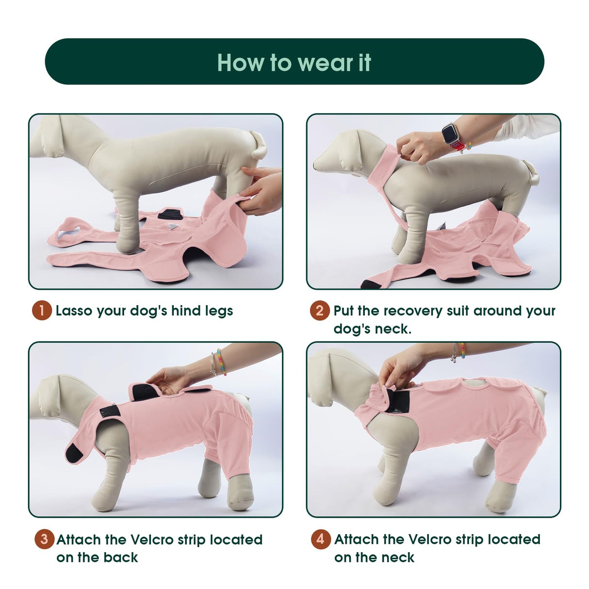 Kuoser Dog Recovery Suit for Back Legs, Thigh Wound Protective Sleeve for Dogs, Dog Recovery Sleeve for Female Male Dogs, Dog Onesie After Surgery Pet Surgical Suit for Spay Neuter, Pink XL