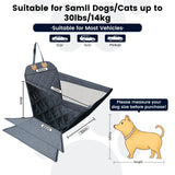 Dekeyoo Front Seat Dog Car Seat for Small/Medium Dogs with Door Protection – Full Coverage Pet Booster Seat with Mesh Window, Zippered Side Flaps, Safety Buckle, Grey Linen Fabric