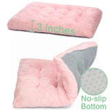 POMIU 2-Pack Washable Dog Bed, Deluxe Plush Crate Beds with Anti-Slip, Machine Washable Kennel Pad Sleeping Mat for Large, Medium and Small Dogs (2 Pack x Pink, 35.0" L x 23.0" W x 3.0" Th)