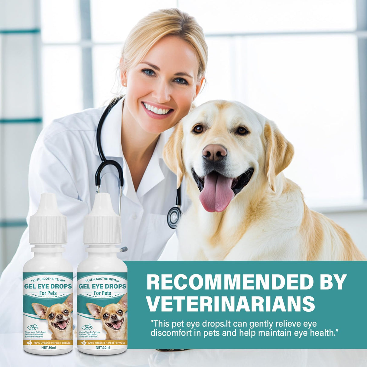 UQWUQW Cataract Drops for Dogs - Pet Gel Dog Eye Drops for Relieving Itching and Irritation, Removing Stains, Improving Vision - Safe for All Animals (40 ml)