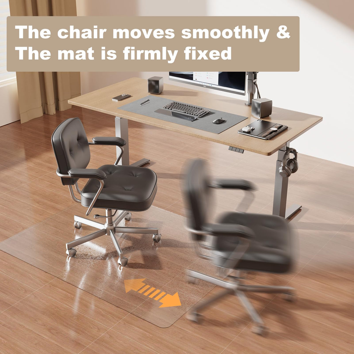 [Thickened to 2.0mm] 60"x 75"Computer Chair Mat for Hardwood, PVC Office Mat for Hardwood Floor, Anti-Slip Rolling Chair Floor Protector, Floor Cover for Rolling Desk Chair, Gaming Chair, Office Chair