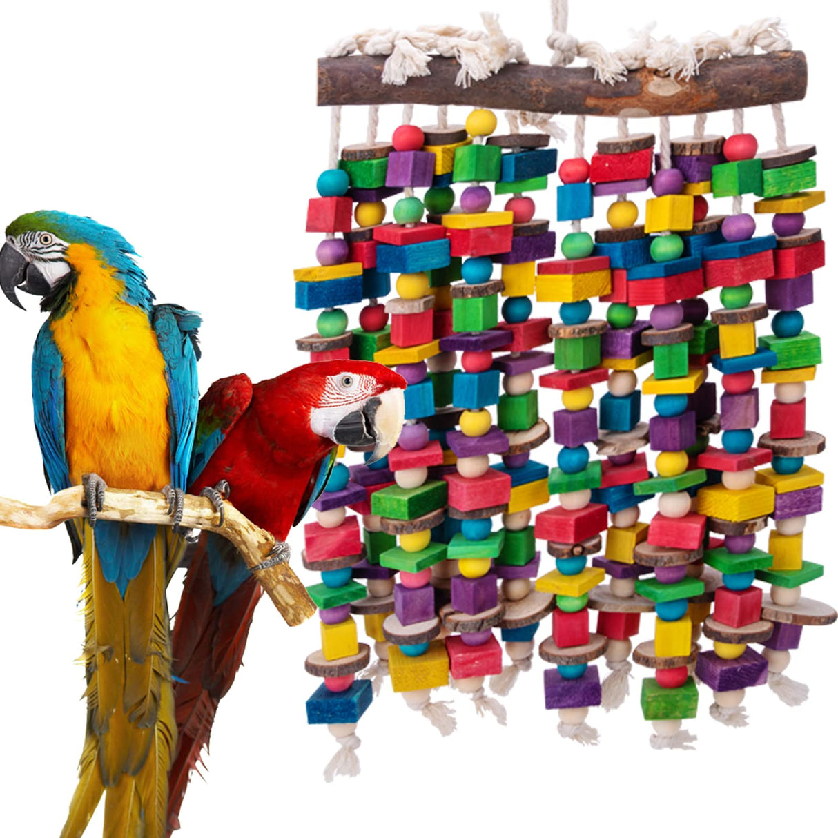 Deloky Extra Large Bird Parrot Chewing Toy-Multicolored Natural Wooden Blocks Bird Tearing Toys Suggested for Macaws Cockatoos,African Grey and a Variety of Amazon Parrots(X- Large)