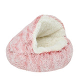 NTUQCAW Dog Cave Bed for Small Dogs Cats Pets, Anti Anxiety Calming Plush Dog Beds, Fluffy Covered Hooded Cozy Burrow Puppy Beds, Anti-Slip Bottom Washable Pet Sleeping Bag (20" D, Pink)