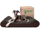 Furhaven Orthopedic Dog Bed for Extra Large Dogs w/ Removable Washable Cover, For Dogs Up to 180 lbs - Ultra Plush Faux Fur & Suede Luxe Lounger Contour Mattress - Chocolate, Giant/XXXL
