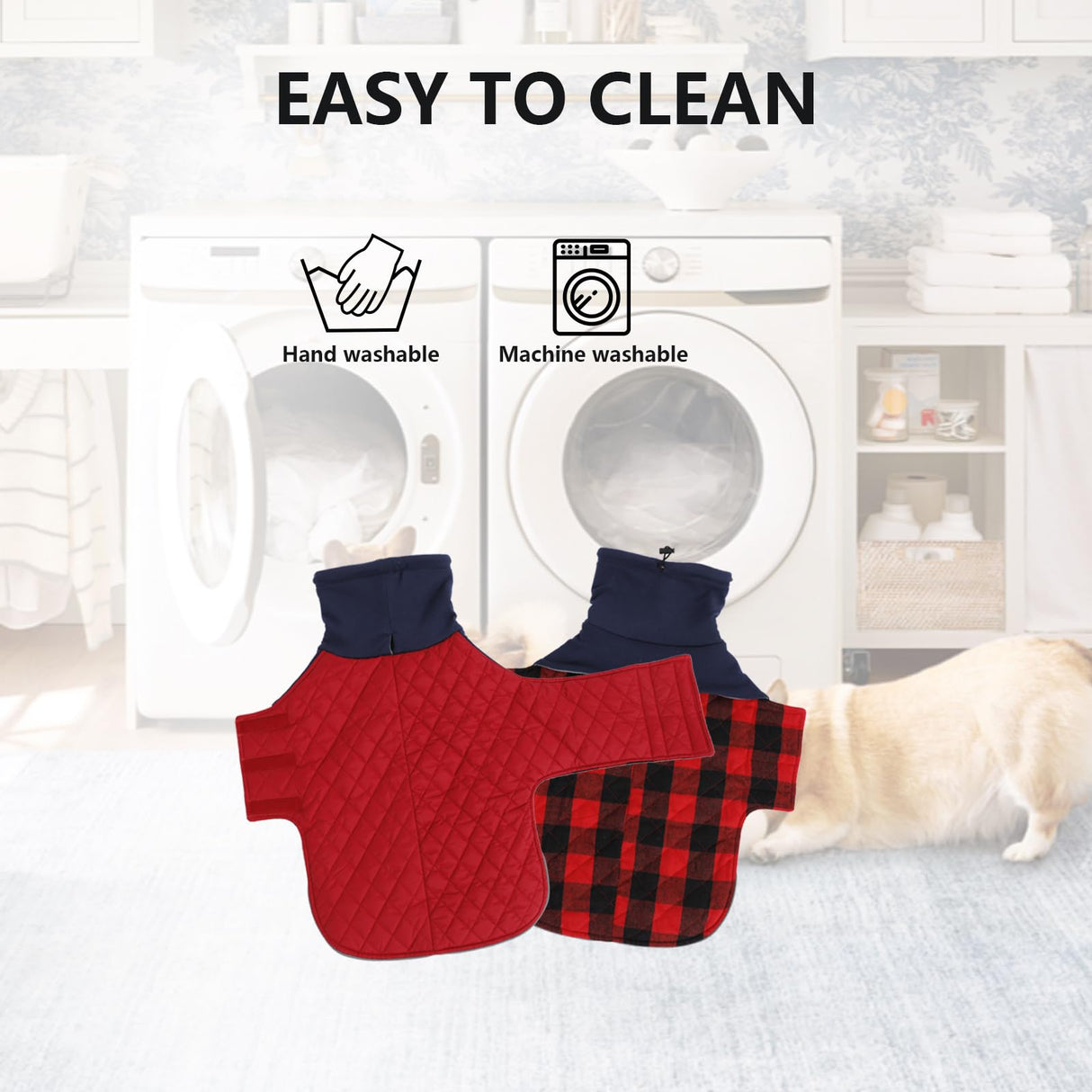 Geyecete Corgi Sweater for Dogs Corgi Clothes,Miniature Corgi Coat,Corgi Jacket for Dogs Warm Waterproof Windproof,High Neckine String Holes-Red-L