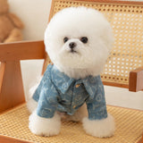 Dog Clothes for Small Dogs - Denim Shirt With Leash Ring, Puppy Sweatshirt, Cat Shirts, Pet Outfits - Light Blue M