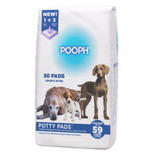 Load image into Gallery viewer, POOPH® Potty Pads™ – 50 Count – Superior Absorbency &amp; Odor Control – Absorbs 59oz, Leak-Proof, Track-Proof, Spill-Proof – Quick-Dry, Disposable, 24x24 Inch – for Puppies, Seniors, Housebound Pets
