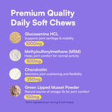 Boops Pets Advanced Hip & Joint Supplement for Dogs - 90 Soft Chews with Glucosamine, MSM, Chondroitin & Multivitamins - Supports Mobility & Flexibility - Made with Pasture-Raised Chicken