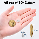 SMARTAKE 45 Pcs Refrigerator Magnets, 10x2.6mm Small Round Fridge Magnets, Multi-Use Premium Neodymium Office Magnets for Fridge, Whiteboard, Billboard in Home, Kitchen, Office and School (Silver)