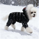 MUYAOPET Waterproof Pet Clothes for Dog Winter Warm Jacket Coat Dog Hooded Jumpsuit Snowsuit(XXL, Black)