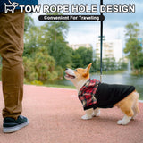 K9meme Plaid Hoodie for Small Medium Large Dogs, Warm Sweatshirt With Hat and Leash Hole, Clothes for Puppy Bulldog XS S M L Sized Breeds, Soft Pullover Fleece Sweater