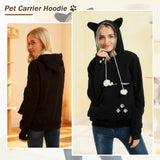 XUDREZ Unisex Big Pouch Hoodie Long Sleeve Pet Dog Holder Carrier Sweatshirt Hooded Pocket Kangaroo Hoodie (Black,L)