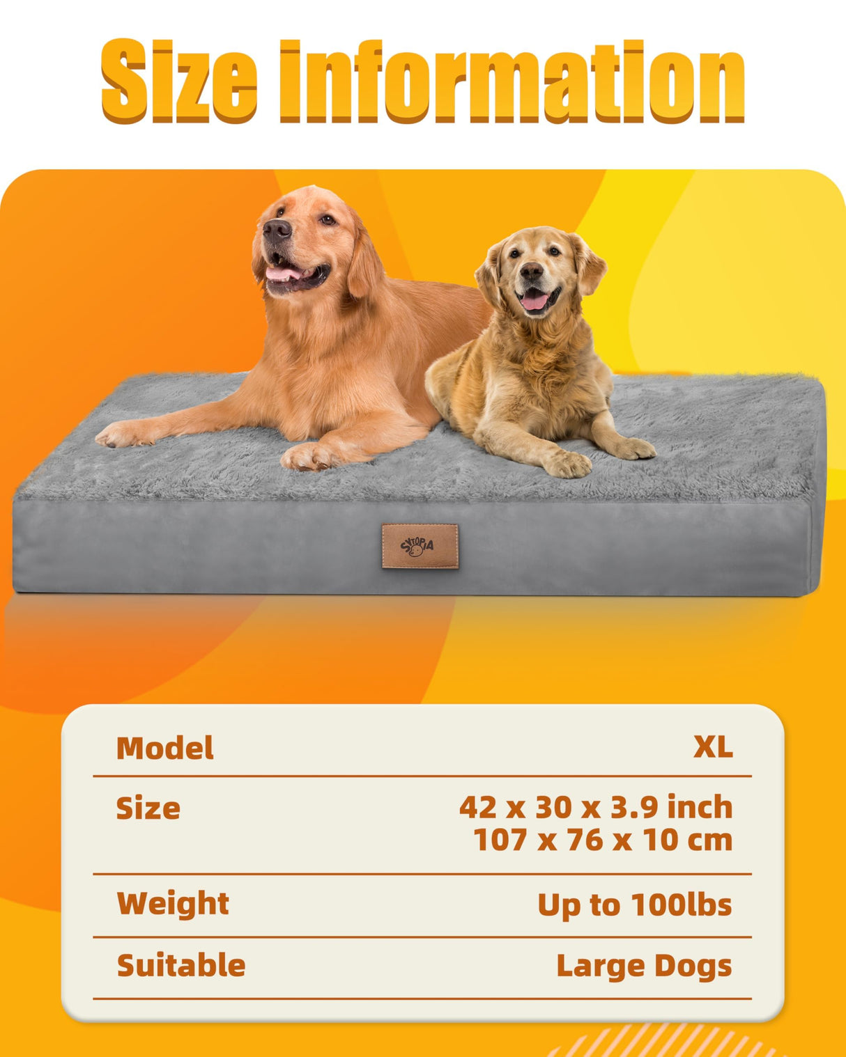 Sytopia Indestructible Dog Beds for Large Dogs Orthopedic, Chew Proof Dog Bed 42 Inch Pet Crate Pad, Washable Removable Cover and Anti-Slip Bottom - XL