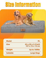 Sytopia Indestructible Dog Beds for Large Dogs Orthopedic, Chew Proof Dog Bed 42 Inch Pet Crate Pad, Washable Removable Cover and Anti-Slip Bottom - XL