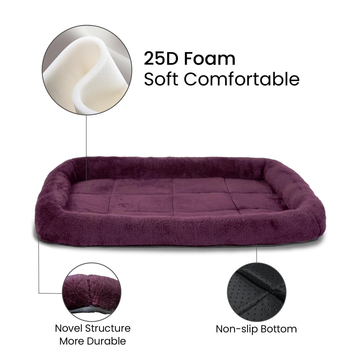 Patas Lague Bolster Dog Bed for Small Dogs 24''x18'', Soft Warm Foam Pet Sofa Bed, Machine Washable Pet Cat Crate Mat for Small Breeds, Taupe