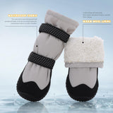 Dog Shoes for Medium Large Dogs Winter Dog Snow Boots Anti-Slip Dog Boots & Paw Protectors Warm Wool Snow Booties with Reflective for Hiking 4Pcs,Size 1