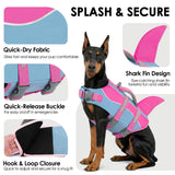 SUNFURA Dog Life Jacket - Shark Dog Life Vest for Swimming Boating, Reflective Lifejacket with High Buoyancy and Rescue Handle, Adjustable Lifesaver for Small Medium Large Breeds, Blue Pink M