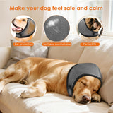 Dog Ear Muffs for Noise Protection & Bath, NoShake Ear Wrap for Hematoma, Drying & NoiseAnxiety Relief - Elastic Waterproof Dog EarProtector with Calming Cover Design for Grooming (Grey, Medium)