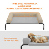Simple Trending Elevated Dog Bed for Large Dogs, Cooling Raised Dog Cot with Bolsters, Breathable Pet Bed for Outdoor, 47.75" x 31", Grey
