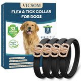 Flea and Tick Collar for Dogs 4 Pack, 32 Months Prevention, Waterproof, Adjustable for Small Medium Large Dogs Puppies (Black)